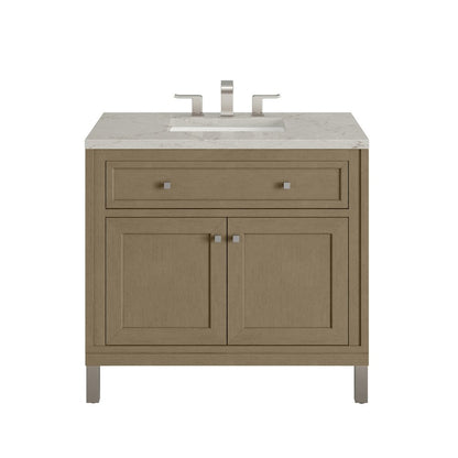 James Martin - Chicago 36" Single Vanity, Walnut Whisper, w/ 3 CM Victorian Silver Silestone® Top - 503-V36-WLW-3VSL view 1