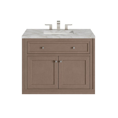James Martin - Chicago 36" Single Vanity, Walnut Whisper, w/ 3 CM Victorian Silver Silestone® Top - 503-V36-WLW-3VSL view 2