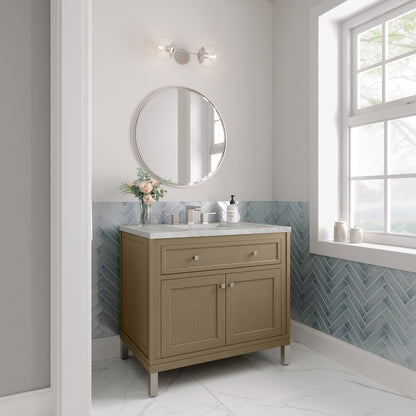 James Martin - Chicago 36" Single Vanity, Walnut Whisper, w/ 3 CM Victorian Silver Silestone® Top - 503-V36-WLW-3VSL view 5