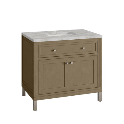 James Martin - Chicago 36" Single Vanity, Walnut Whisper, w/ 3 CM Victorian Silver Silestone® Top - 503-V36-WLW-3VSL view 14