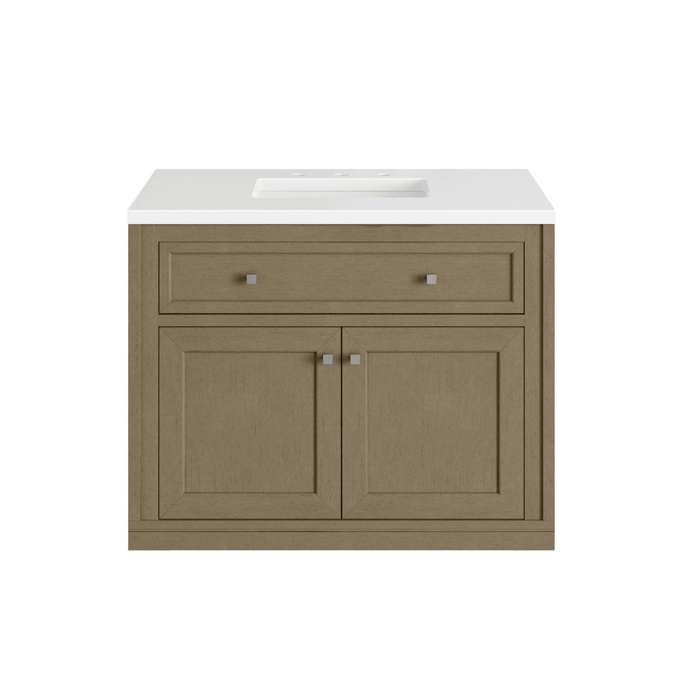 James Martin - Chicago 36" Single Vanity, Walnut Whisper, w/ 3 CM White Zeus Silestone® Top - 503-V36-WLW-3WZ view 4