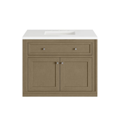 James Martin - Chicago 36" Single Vanity, Walnut Whisper, w/ 3 CM White Zeus Silestone® Top - 503-V36-WLW-3WZ view 4
