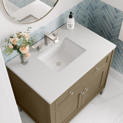 James Martin - Chicago 36" Single Vanity, Walnut Whisper, w/ 3 CM White Zeus Silestone® Top - 503-V36-WLW-3WZ view 12