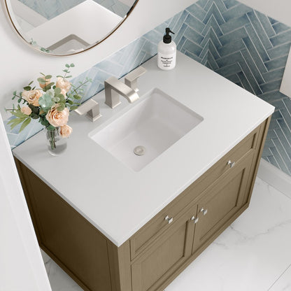 James Martin - Chicago 36" Single Vanity, Walnut Whisper, w/ 3 CM White Zeus Silestone® Top - 503-V36-WLW-3WZ view 13