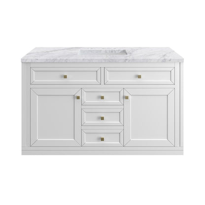 James Martin - Chicago 48" Single Vanity, Glossy White, w/ 3 CM Carrara Marble Top - 503-V48-GW-3CAR view 1