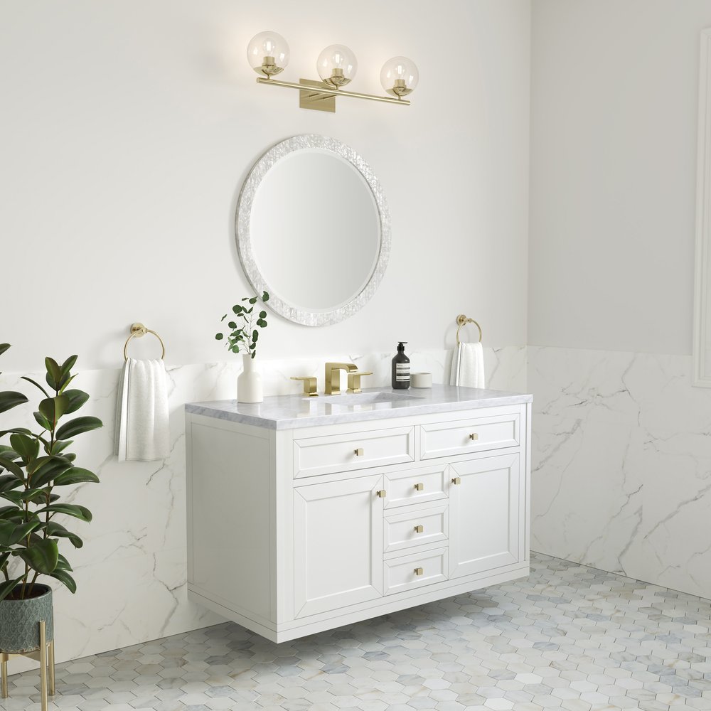 James Martin - Chicago 48" Single Vanity, Glossy White, w/ 3 CM Carrara Marble Top - 503-V48-GW-3CAR view 5