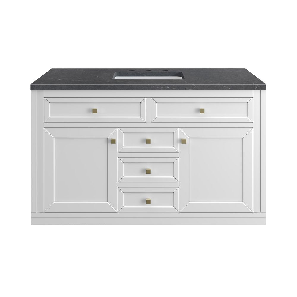 James Martin - Chicago 48" Single Vanity, Glossy White, w/ 3 CM Charcoal Soapstone Silestone® Top - 503-V48-GW-3CSP view 1
