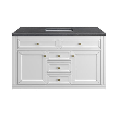 James Martin - Chicago 48" Single Vanity, Glossy White, w/ 3 CM Charcoal Soapstone Silestone® Top - 503-V48-GW-3CSP view 1