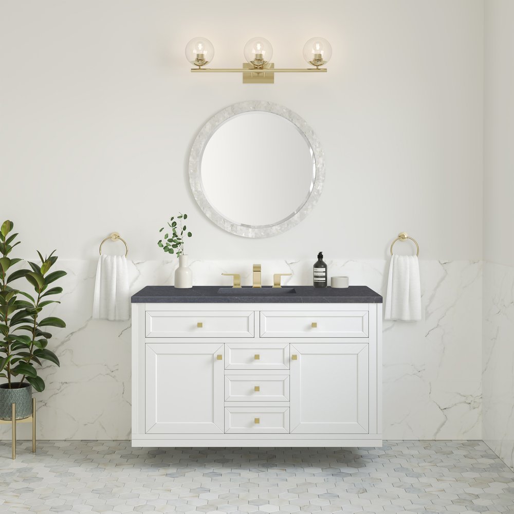 James Martin - Chicago 48" Single Vanity, Glossy White, w/ 3 CM Charcoal Soapstone Silestone® Top - 503-V48-GW-3CSP view 4