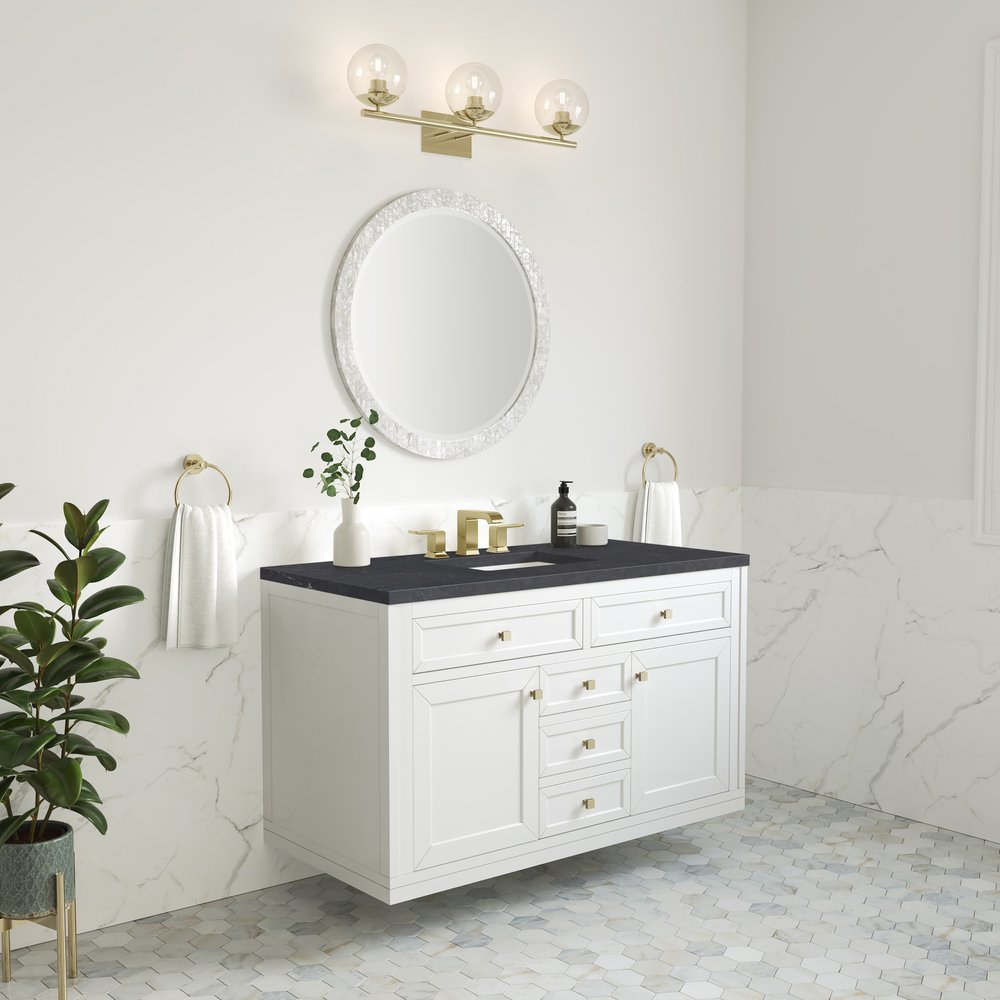 James Martin - Chicago 48" Single Vanity, Glossy White, w/ 3 CM Charcoal Soapstone Silestone® Top - 503-V48-GW-3CSP view 5