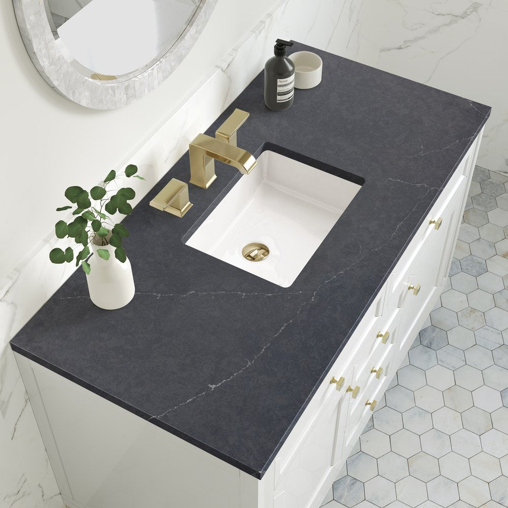 James Martin - Chicago 48" Single Vanity, Glossy White, w/ 3 CM Charcoal Soapstone Silestone® Top - 503-V48-GW-3CSP view 9