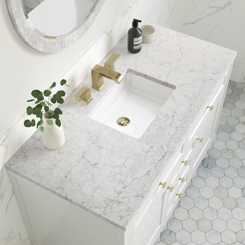 James Martin - Chicago 48" Single Vanity, Glossy White, w/ 3 CM Eternal Jasmine Pearl Silestone® Top - 503-V48-GW-3EJP view 9