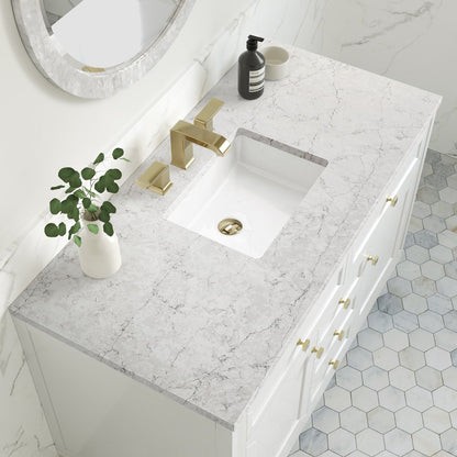 James Martin - Chicago 48" Single Vanity, Glossy White, w/ 3 CM Eternal Jasmine Pearl Silestone® Top - 503-V48-GW-3EJP view 9