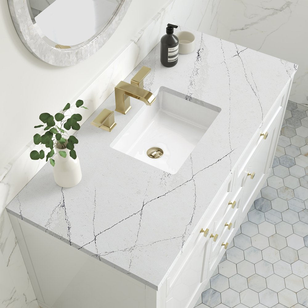 James Martin - Chicago 48" Single Vanity, Glossy White, w/ 3 CM Ethereal Noctis Silestone® Top - 503-V48-GW-3ENC view 9