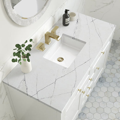 James Martin - Chicago 48" Single Vanity, Glossy White, w/ 3 CM Ethereal Noctis Silestone® Top - 503-V48-GW-3ENC view 9