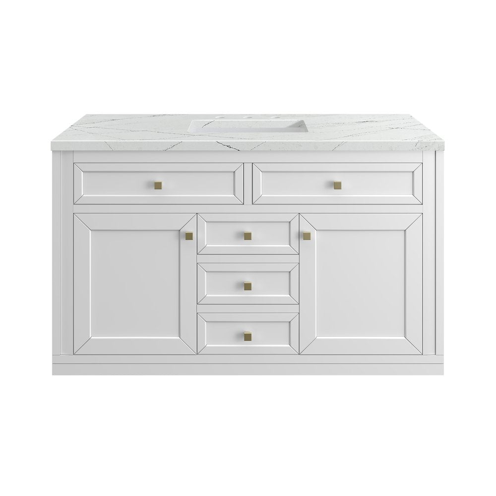James Martin - Chicago 48" Single Vanity, Glossy White, w/ 3 CM Ethereal Noctis Silestone® Top w/FreePower Wireless Charger - 503-V48-GW-FENC view 1