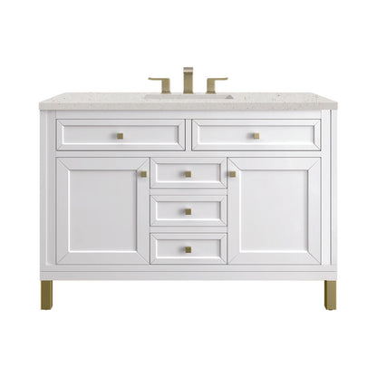 James Martin - Chicago 48" Single Vanity, Glossy White, w/ 3 CM Lime Delight Silestone® Top - 503-V48-GW-3LDL view 1