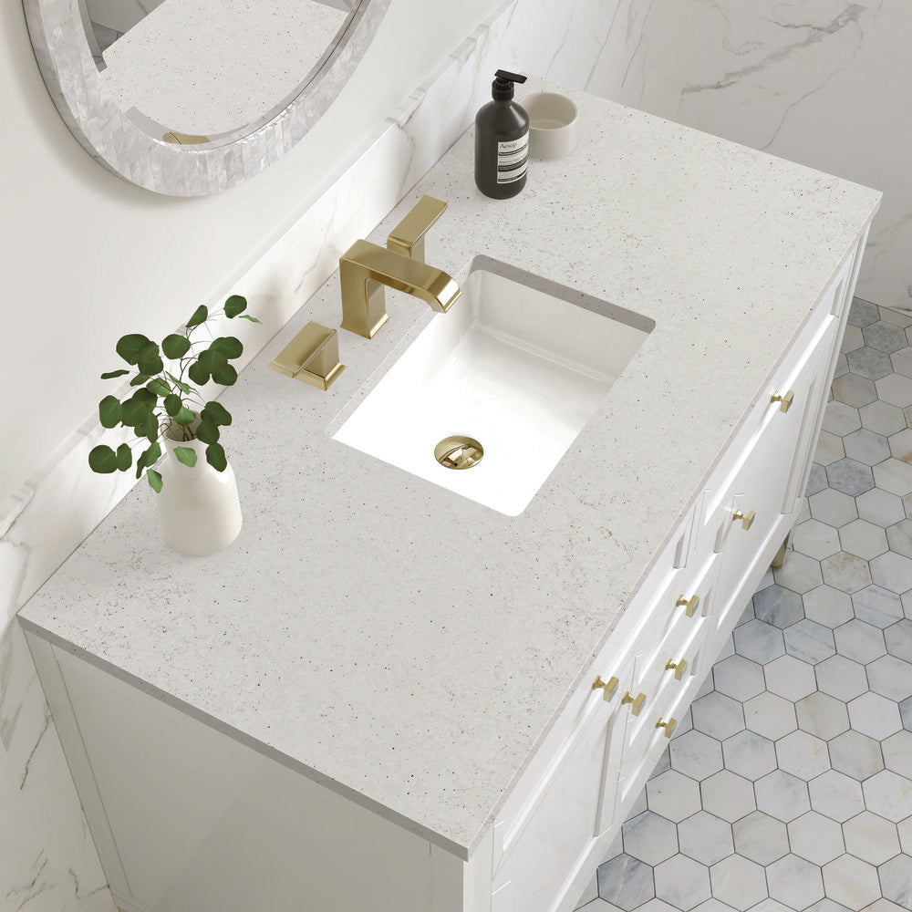 James Martin - Chicago 48" Single Vanity, Glossy White, w/ 3 CM Lime Delight Silestone® Top - 503-V48-GW-3LDL view 9