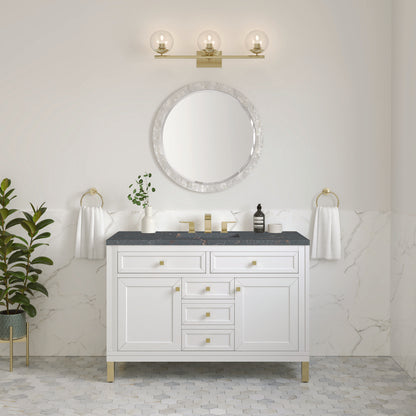 James Martin - Chicago 48" Single Vanity, Glossy White, w/ 3 CM Parisien Bleu Silestone® Top - 503-V48-GW-3PBL view 4