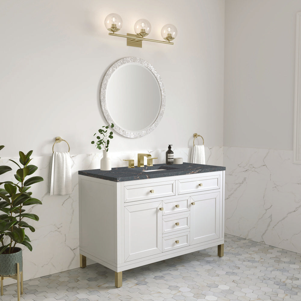James Martin - Chicago 48" Single Vanity, Glossy White, w/ 3 CM Parisien Bleu Silestone® Top - 503-V48-GW-3PBL view 5