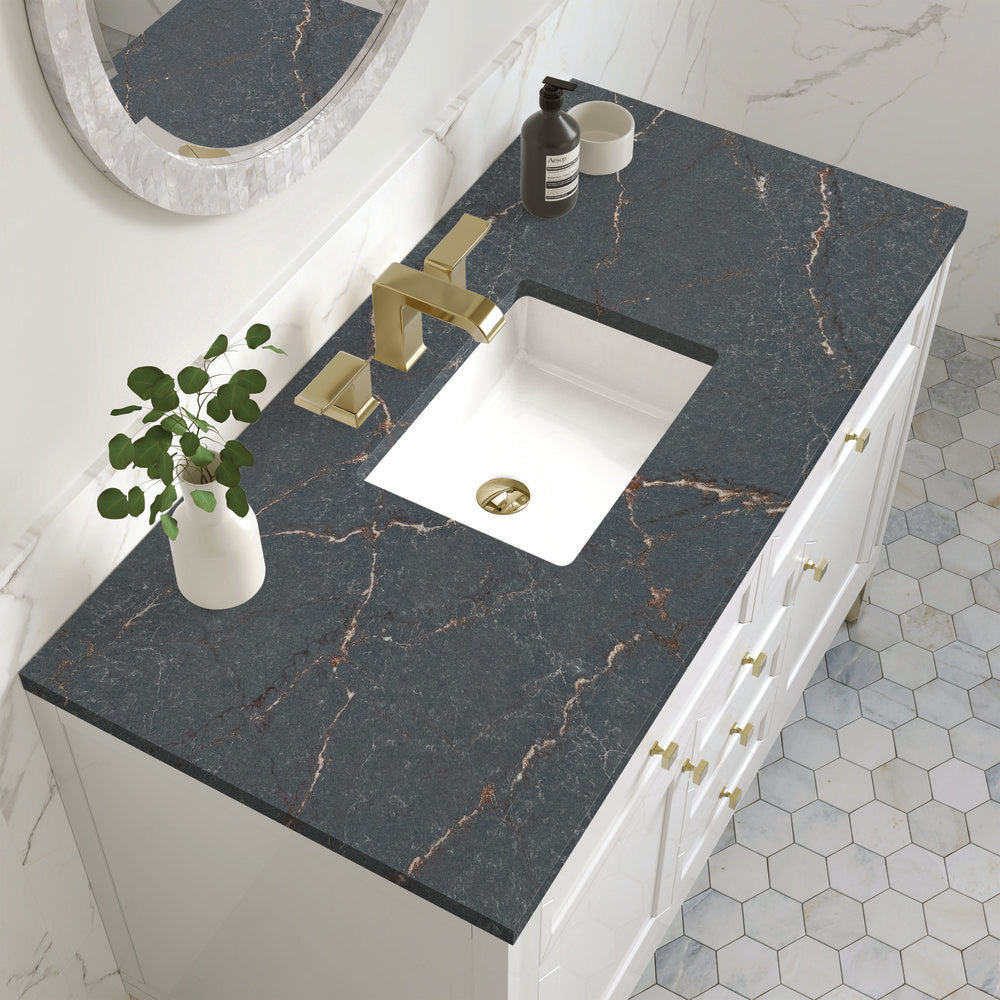 James Martin - Chicago 48" Single Vanity, Glossy White, w/ 3 CM Parisien Bleu Silestone® Top - 503-V48-GW-3PBL view 7