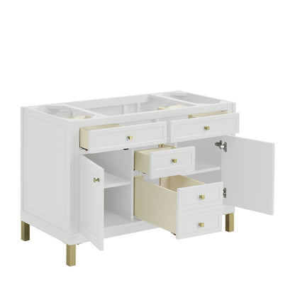 James Martin - Chicago 48" Single Vanity, Glossy White, w/ 3 CM Parisien Bleu Silestone® Top - 503-V48-GW-3PBL view 8