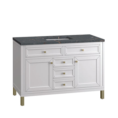 James Martin - Chicago 48" Single Vanity, Glossy White, w/ 3 CM Parisien Bleu Silestone® Top - 503-V48-GW-3PBL view 12