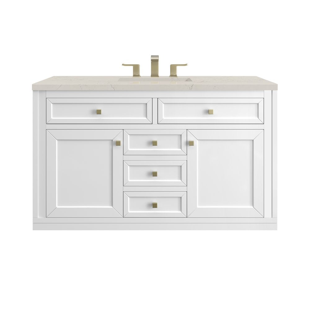 James Martin - Chicago 48" Single Vanity, Glossy White, w/ 3 CM Siberian Silestone Top - 503-V48-GW-3SFR view 2