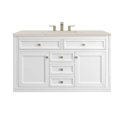 James Martin - Chicago 48" Single Vanity, Glossy White, w/ 3 CM Siberian Silestone Top - 503-V48-GW-3SFR view 2