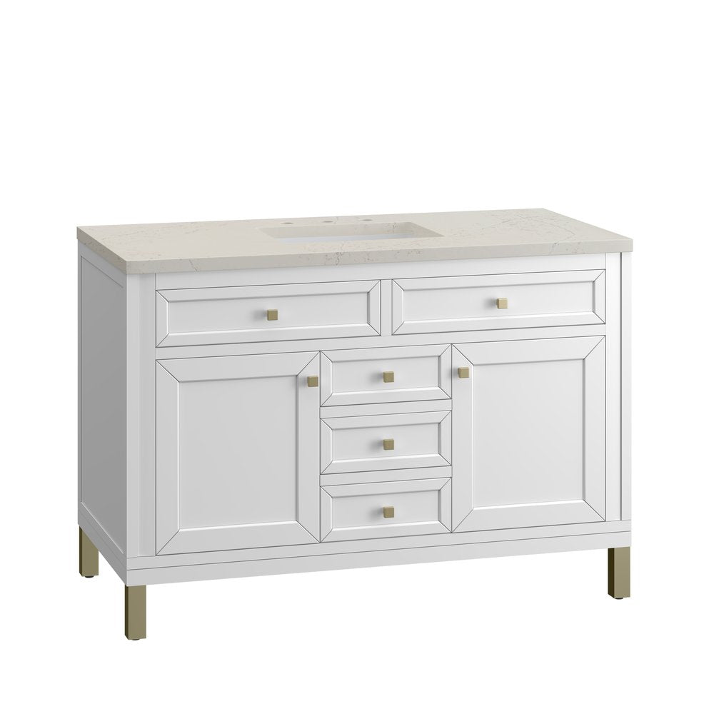 James Martin - Chicago 48" Single Vanity, Glossy White, w/ 3 CM Siberian Silestone Top - 503-V48-GW-3SFR view 14