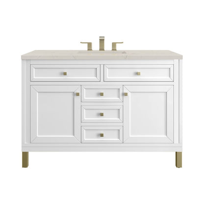 James Martin - Chicago 48" Single Vanity, Glossy White, w/ 3 CM Siberian Silestone Top w/FreePower Wireless Charger - 503-V48-GW-FSFR view 1