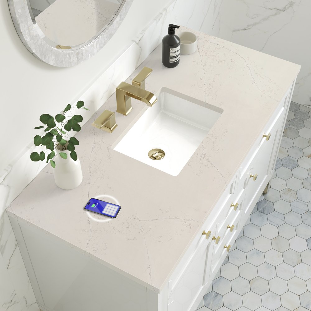 James Martin - Chicago 48" Single Vanity, Glossy White, w/ 3 CM Siberian Silestone Top w/FreePower Wireless Charger - 503-V48-GW-FSFR view 10