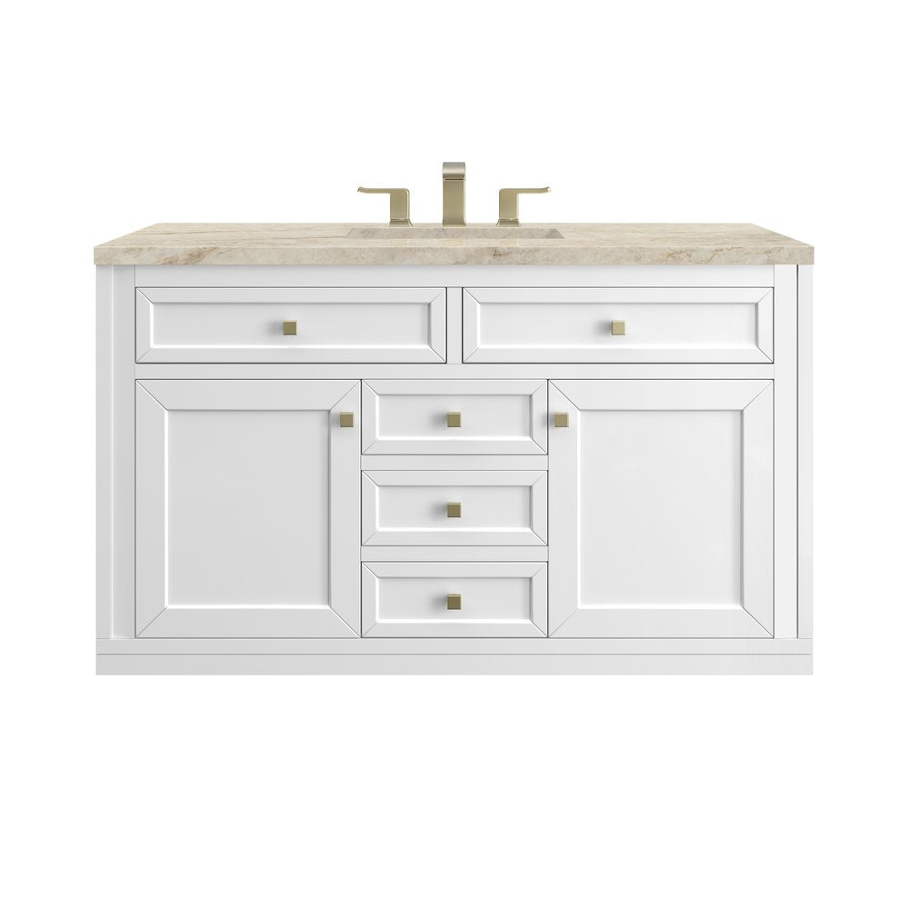 James Martin - Chicago 48" Single Vanity, Glossy White, w/ 3 CM Tajnar Eclos Top - 503-V48-GW-3TJR view 2