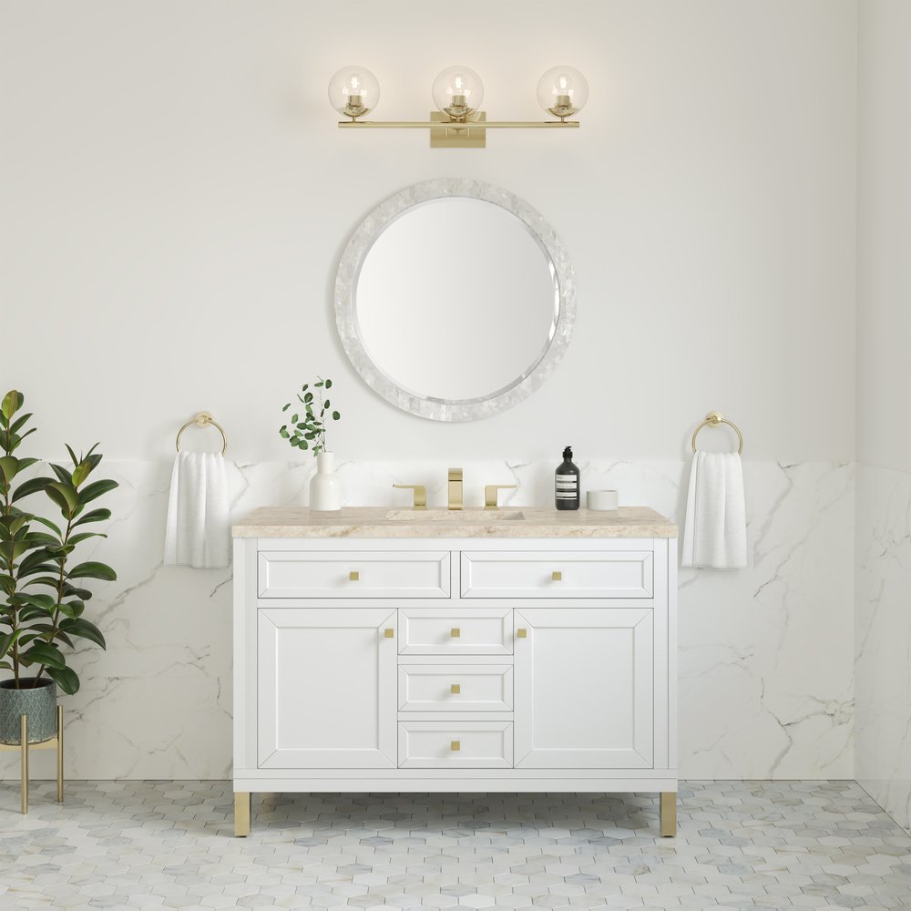 James Martin - Chicago 48" Single Vanity, Glossy White, w/ 3 CM Tajnar Eclos Top - 503-V48-GW-3TJR view 5