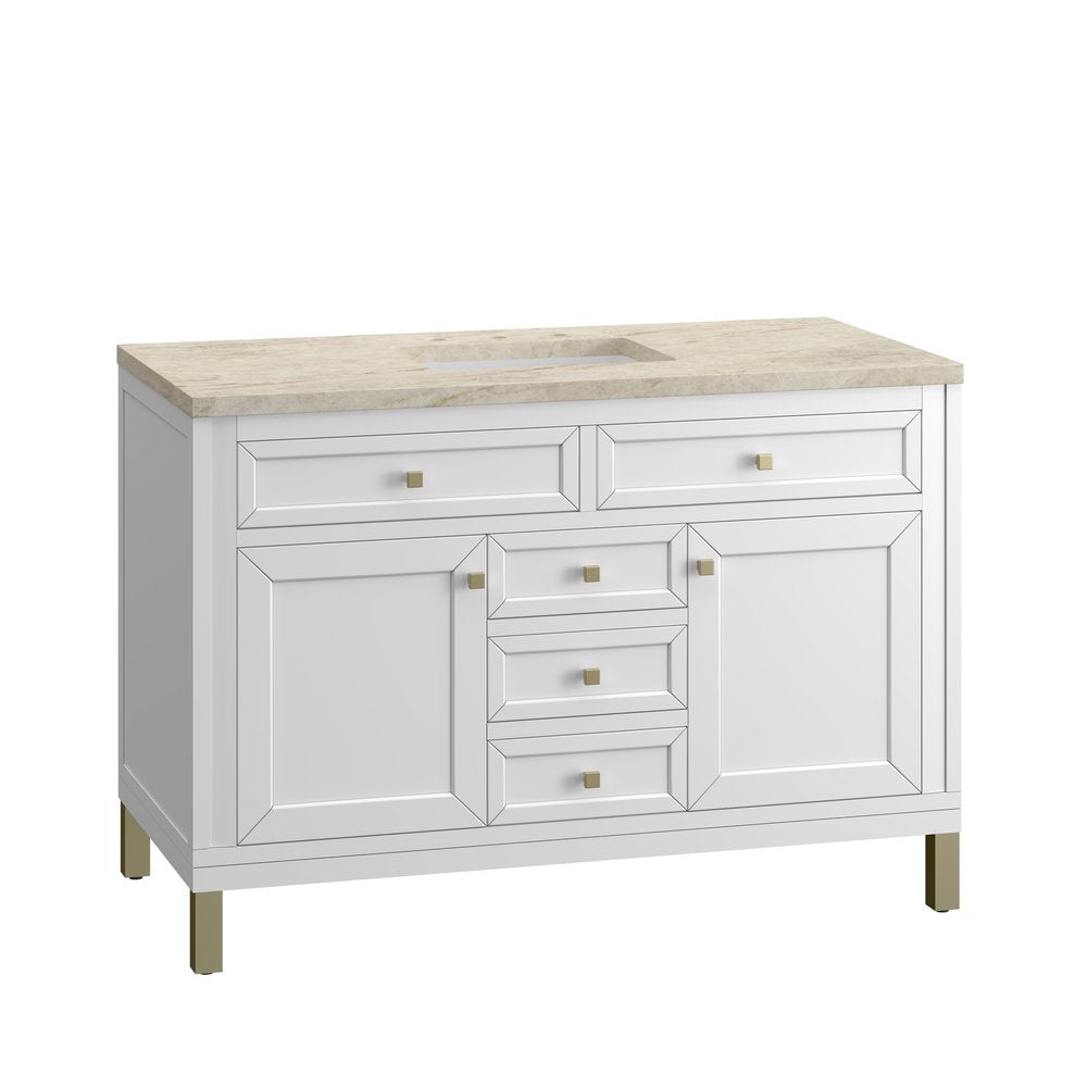 James Martin - Chicago 48" Single Vanity, Glossy White, w/ 3 CM Tajnar Eclos Top - 503-V48-GW-3TJR view 14