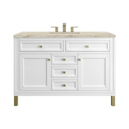 James Martin - Chicago 48" Single Vanity, Glossy White, w/ 3 CM Tajnar Eclos Top w/FreePower Wireless Charger - 503-V48-GW-FTJR view 1