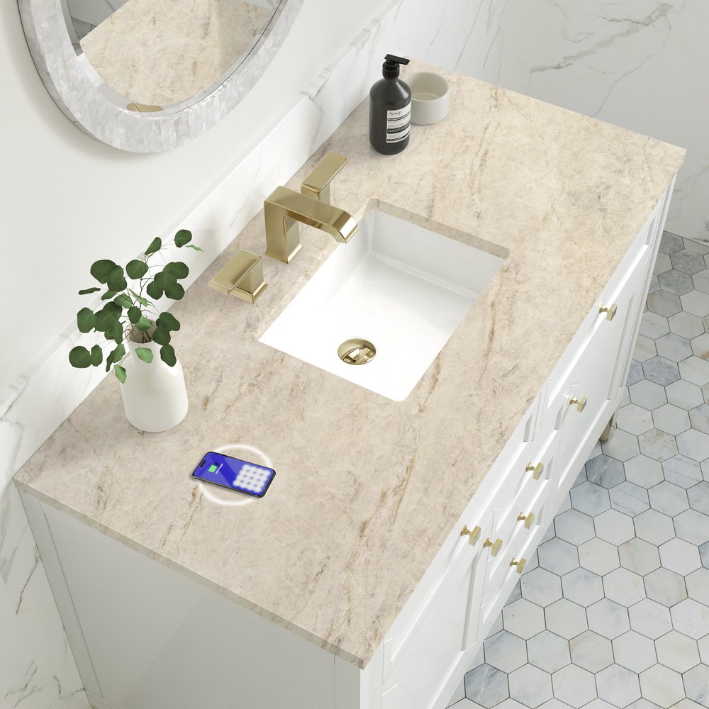 James Martin - Chicago 48" Single Vanity, Glossy White, w/ 3 CM Tajnar Eclos Top w/FreePower Wireless Charger - 503-V48-GW-FTJR view 10