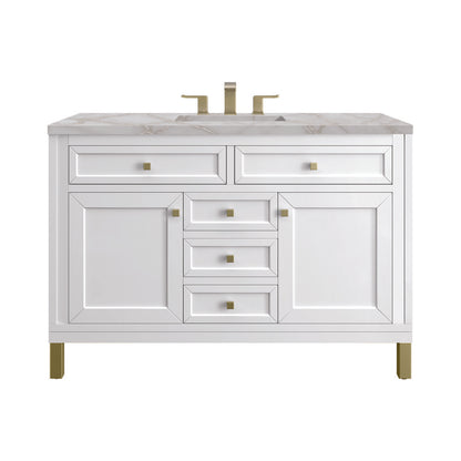 James Martin - Chicago 48" Single Vanity, Glossy White, w/ 3 CM Victorian Silver Silestone® Top - 503-V48-GW-3VSL view 1