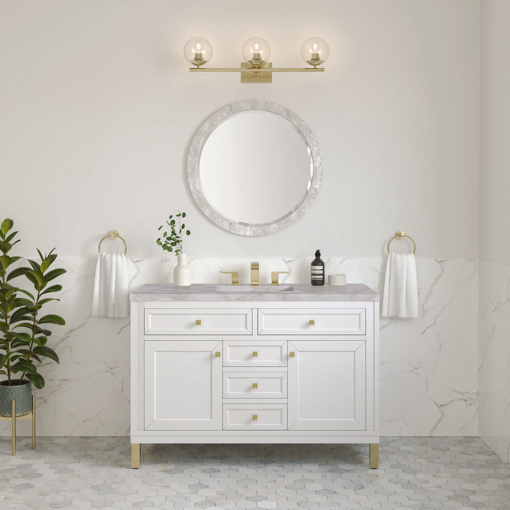 James Martin - Chicago 48" Single Vanity, Glossy White, w/ 3 CM Victorian Silver Silestone® Top - 503-V48-GW-3VSL view 4