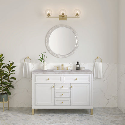 James Martin - Chicago 48" Single Vanity, Glossy White, w/ 3 CM Victorian Silver Silestone® Top - 503-V48-GW-3VSL view 4