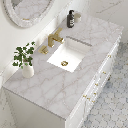 James Martin - Chicago 48" Single Vanity, Glossy White, w/ 3 CM Victorian Silver Silestone® Top - 503-V48-GW-3VSL view 9