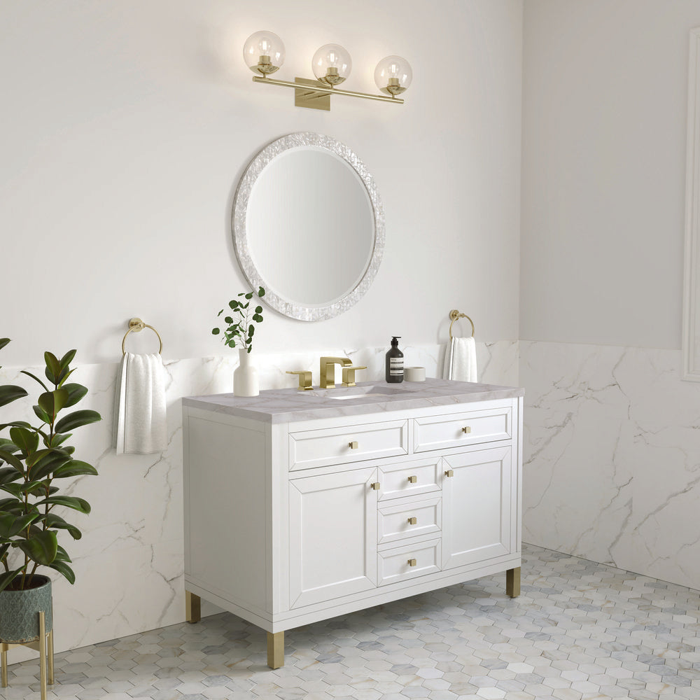 James Martin - Chicago 48" Single Vanity, Glossy White, w/ 3 CM Victorian Silver Silestone® Top w/FreePower Wireless Charger - 503-V48-GW-FVSL view 6