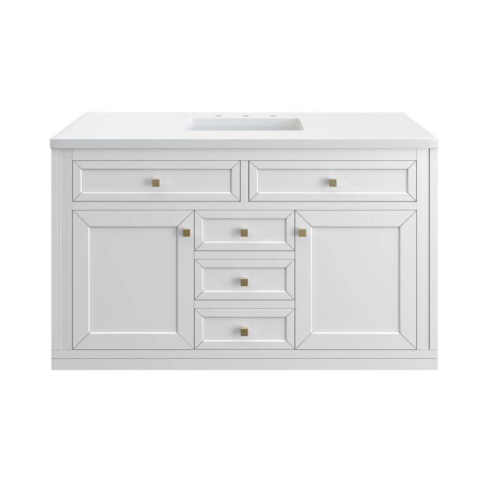James Martin - Chicago 48" Single Vanity, Glossy White, w/ 3 CM White Zeus Silestone® Top - 503-V48-GW-3WZ view 1