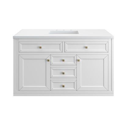 James Martin - Chicago 48" Single Vanity, Glossy White, w/ 3 CM White Zeus Silestone® Top - 503-V48-GW-3WZ view 1
