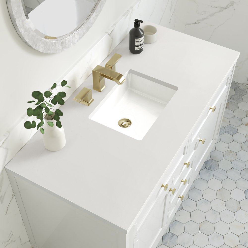 James Martin - Chicago 48" Single Vanity, Glossy White, w/ 3 CM White Zeus Silestone® Top - 503-V48-GW-3WZ view 9