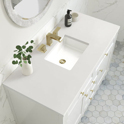 James Martin - Chicago 48" Single Vanity, Glossy White, w/ 3 CM White Zeus Silestone® Top - 503-V48-GW-3WZ view 9
