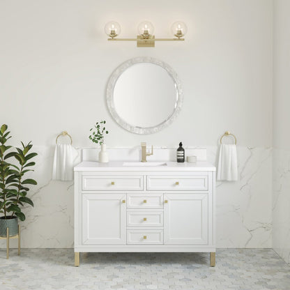James Martin - Chicago 48" Single Vanity, Glossy White, w/ Single Hole 3CM White Zeus Silestone® Top & Backsplash - 503-V48-GW-1WZ view 4