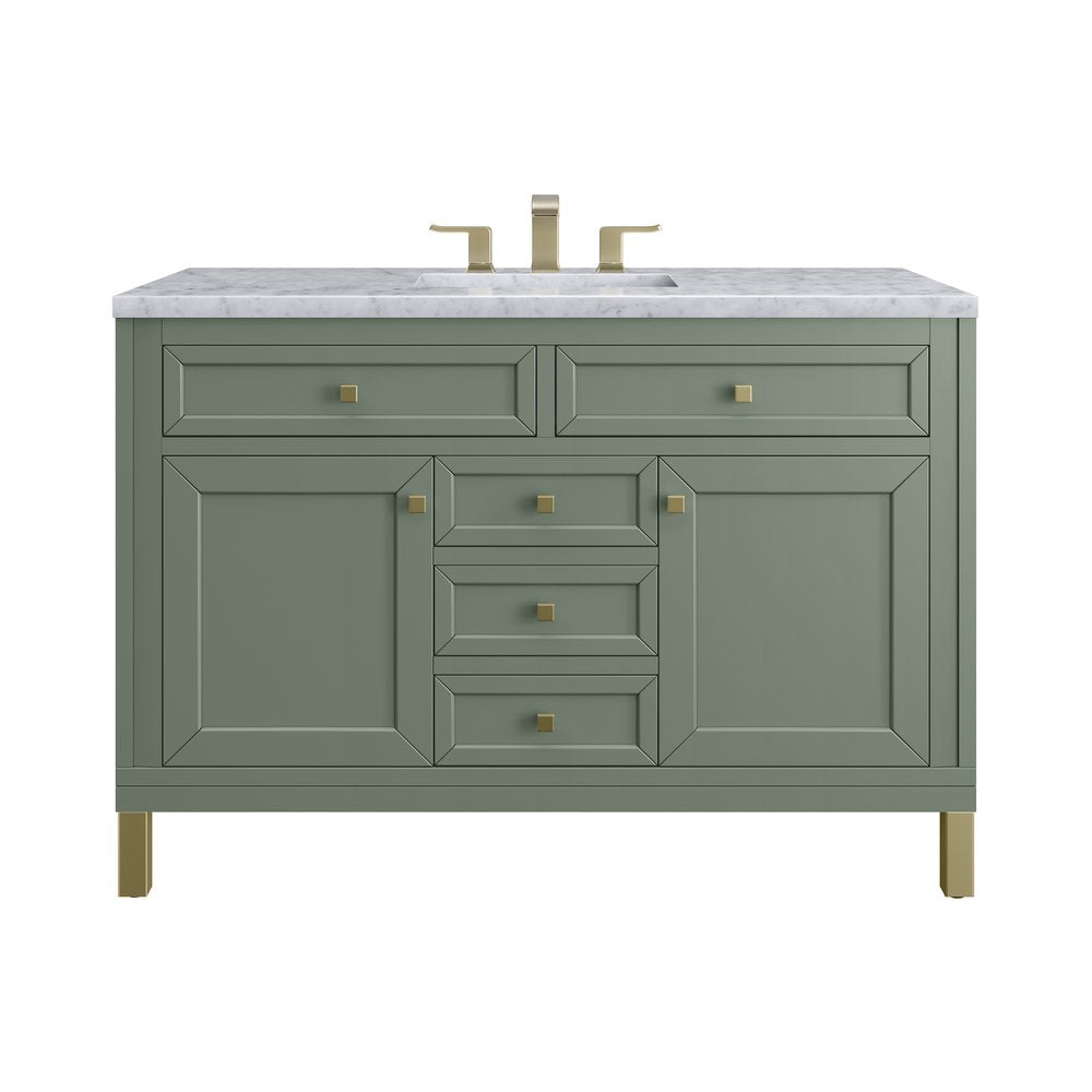 James Martin - Chicago 48" Single Vanity, Smokey Celadon, w/ 3 CM Carrara Marble Top - 503-V48-SC-3CAR view 1