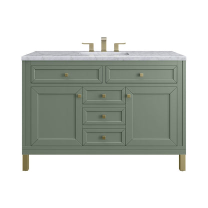 James Martin - Chicago 48" Single Vanity, Smokey Celadon, w/ 3 CM Carrara Marble Top - 503-V48-SC-3CAR view 1
