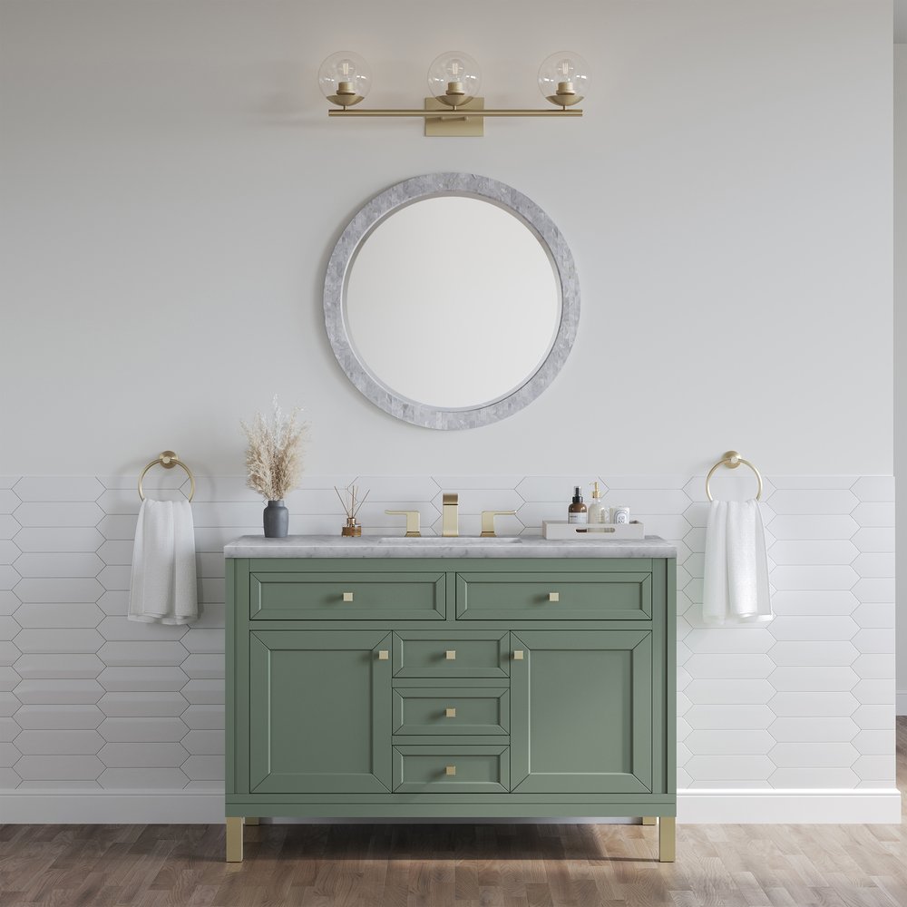 James Martin - Chicago 48" Single Vanity, Smokey Celadon, w/ 3 CM Carrara Marble Top - 503-V48-SC-3CAR view 4